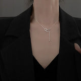 925 Silver Double Ring Round Pendant Necklace for Women