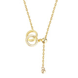 925 Silver Double Ring Round Pendant Necklace for Women