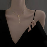 925 Silver Double Ring Round Pendant Necklace for Women