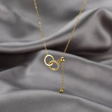 925 Silver Double Ring Round Pendant Necklace for Women