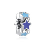 925 Silver Enamel Universe Moon Star Bead Charms Bracelet Jewelry