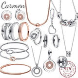 925 Silver Autumn pan beads Chain Bracelet Safety buckle Pendant Earring