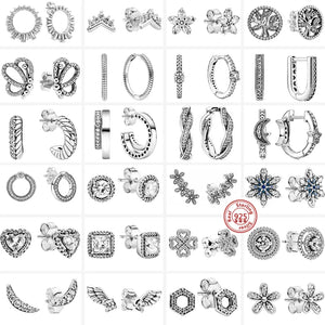 925 Silver Flowers Snowflakes Pav? Charm Earrings Women DIY Gift