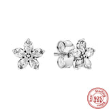 925 Silver Flowers Snowflakes Pav? Charm Earrings Women DIY Gift