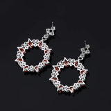 925 Silver Red Water Drop Crystal Geometric Earrings