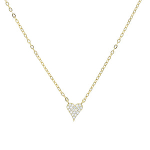 925 Silver Heart Pendant Necklace CZ Paved Hearts Charm Choker