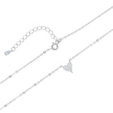925 Silver Heart Pendant Necklace CZ Paved Hearts Charm Choker