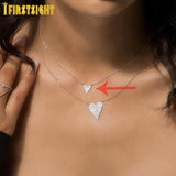 925 Silver Heart Pendant Necklace CZ Paved Hearts Charm Choker