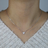 925 Silver Heart Pendant Necklace CZ Paved Hearts Charm Choker