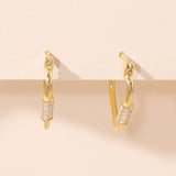 925 Silver CZ Hoop Earrings Heart Shape 18K Plated Female Jewelry