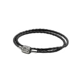 925 Silver Leather Double Wrap Bracelet Charm Boutique For Couples
