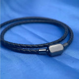 925 Silver Leather Double Wrap Bracelet Charm Boutique For Couples