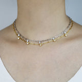 925 Silver Clear Cz Station Pendant Necklace Round Charm Chain