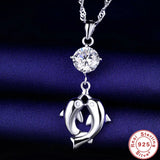 925 Silver Dolphin Pendant Necklace Chain Link for Women