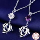925 Silver Dolphin Pendant Necklace Chain Link for Women