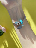 925 Sterling Silver Pink Heart Enamel Stars Charms Red Glass Bracelet DIY