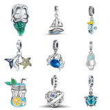 925 Sterling Silver Ocean Life DIY Women Jewelry Making Charms Bracelet