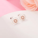 925 Silver Signature 2-tone Logo Circles Stud Earrings for Women