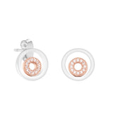 925 Silver Signature 2-tone Logo Circles Stud Earrings for Women