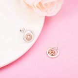 925 Silver Signature 2-tone Logo Circles Stud Earrings for Women