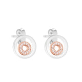 925 Silver Signature 2-tone Logo Circles Stud Earrings for Women