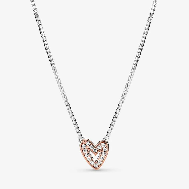 925 Silver Freehand Heart Necklace Women High End Jewelry