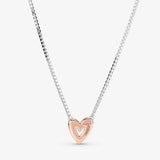 925 Silver Freehand Heart Necklace Women High End Jewelry