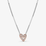 925 Silver Freehand Heart Necklace Women High End Jewelry