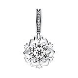 925 Silver Snowflake Charm Bracelet Pendant Beads Jewelry Gift