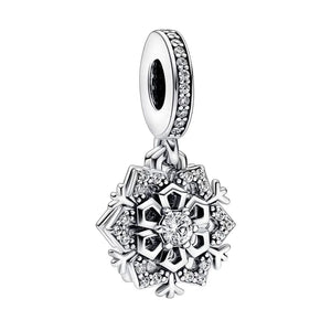 925 Silver Snowflake Charm Bracelet Pendant Beads Jewelry Gift