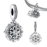 925 Silver Snowflake Charm Bracelet Pendant Beads Jewelry Gift