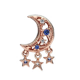 925 Silver Star & Crescent Moon Charm Bead for Bracelet Pendant DIY Jewelry