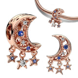 925 Silver Star & Crescent Moon Charm Bead for Bracelet Pendant DIY Jewelry