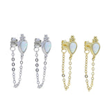925 Silver Opal Tear Drop Stud Earrings