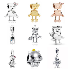 Sterling Silver Robot Dinosaur Aliens Charm Bead