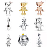 Sterling Silver Robot Dinosaur Aliens Charm Bead
