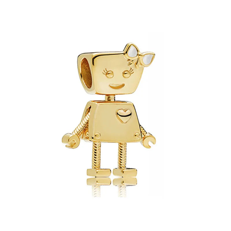 Sterling Silver Robot Dinosaur Aliens Charm Bead