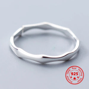 925 Silver Wave Adjustable Ring Thin Line Curve Wave Rings Wedding Jewelry