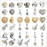 925 Silver Beaded Golden Heart Birthday Candle Charm for Bracelet DIY