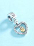 925 Silver Beaded Golden Heart Birthday Candle Charm for Bracelet DIY