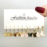 Colorful Butterfly Earrings Set 5 Pairs, Acrylic Pendant Design