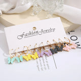Colorful Butterfly Earrings Set 5 Pairs, Acrylic Pendant Design