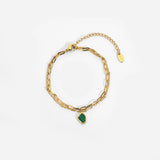 Green Charm Bracelet For Women Stainless Steel Layered Bracelet