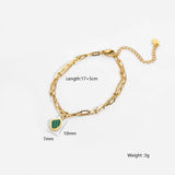 Green Charm Bracelet For Women Stainless Steel Layered Bracelet