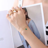 Green Charm Bracelet For Women Stainless Steel Layered Bracelet