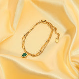 Green Charm Bracelet For Women Stainless Steel Layered Bracelet