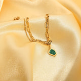 Green Charm Bracelet For Women Stainless Steel Layered Bracelet