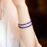 Adjustable Lapis Lazuli Beads Bracelet Natural Stone Fine Jewelry