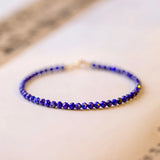 Adjustable Lapis Lazuli Beads Bracelet Natural Stone Fine Jewelry
