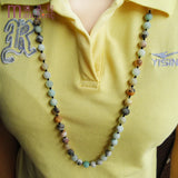 Amazonite Necklace, Frosted Matte Beaded Rope Necklace